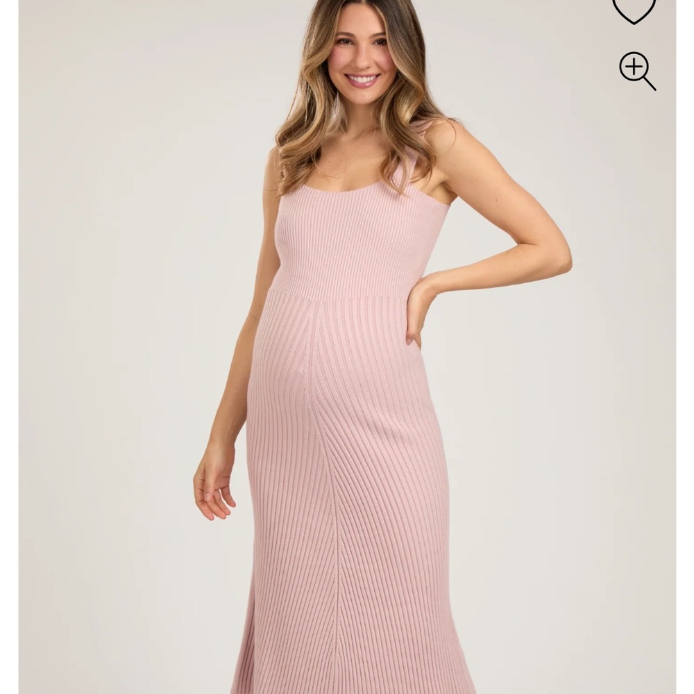Elegant Pink Ribbed Knit Dress